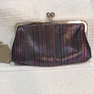 Silver metallic colorful clutch
